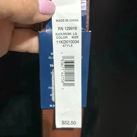 Reaction Kenneth Cole The Stretch Belt, reversible,brushed nickle buckle, br/blk - Picture 5 of 6